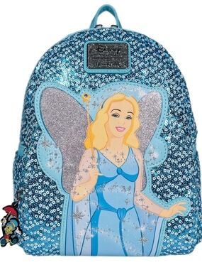 Disney Loungefly Pinocchio Fairy Godmother Sequin Light Up Wand Mini Backpack